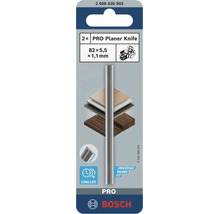 Set mit 2 Bosch PRO Hobelmessern 82 x 5,5 x 1,1 Millimeter für Elektrohobel auf Blisterkarte