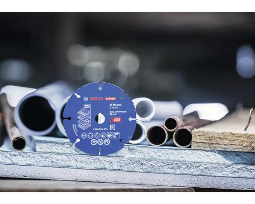Disque à tronçonner Bosch Expert MultiMaterial pour meuleuse d'angle, diamètre 76 millimètres, alésage 10 millimètres, pour divers matériaux