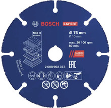 Disque à tronçonner Bosch Expert MultiMaterial 76 millimètres de diamètre, alésage 10 millimètres pour meuleuse d'angle.