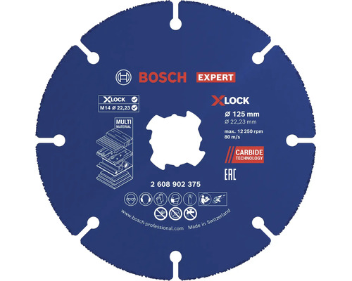 Disque à tronçonner Bosch Expert MultiMaterial pour meuleuse d'angle, diamètre 125 millimètres avec fixation X-Lock.