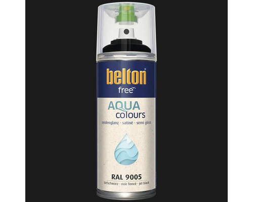 Belton Free Aqua Colours Sprühlack in Tiefschwarz seidenglanz RAL 9005 für wasserbasierten Farbauftrag