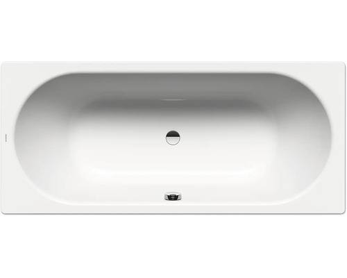 Baignoire encastrable rectangulaire avec forme intérieure arrondie, vidage central et trop plein, vue de dessus