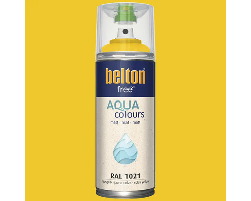 Peinture en aérosol Belton free Aqua Colours mate RAL 1021 jaune colza