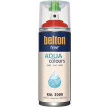 Bombe de peinture Belton Free Aqua Colours rouge feu mat RAL 3000