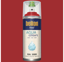 Peinture en aérosol Belton Free Aqua Colours rouge feu mat RAL 3000 en bombe