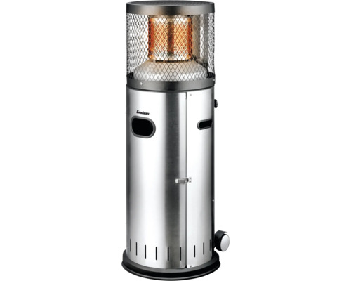 Chauffage de terrasse au gaz Enders en acier inoxydable avec grille de protection et poignées pour utilisation mobile