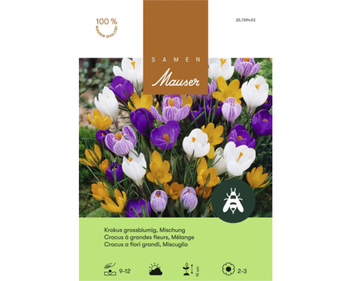 Bulbes de fleurs crocus à grandes fleurs mélange Mauser semences avec symbole ami des abeilles