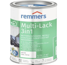 Peinture de protection contre les intempéries Remmers Multi-Lack 3 en 1 pour bois, métal et plastique en blanc RAL 9016, bidon de 0,75 litre.
