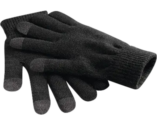 Une paire de gants tricotés avec fonction écran tactile au bout des doigts pour utiliser des appareils mobiles.