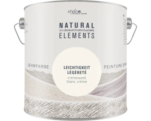 Pot de peinture d'argile StyleColor Natural Elements dans la nuance de couleur légèreté blanc crème.
