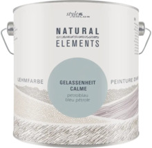 Seau de peinture à l argile StyleColor Natural Elements teinte Gelassenheit bleu pétrole pour peindre les murs et plafonds en intérieur.