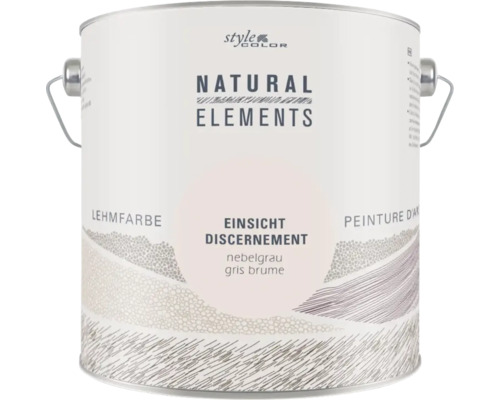 Un pot de peinture à l argile Style Color Natural Elements en teinte gris brume avec anse.