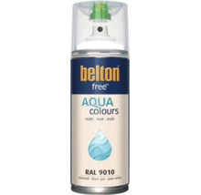Vernis en aérosol Belton Free Aqua Colours blanc pur mat, RAL 9010, peinture à base d eau en aérosol