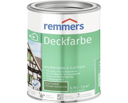 Peinture couvrante Remmers vert feuille 0,75 litre pour bois, crépi, maçonnerie, tôle de zinc et fibrociment, peinture à l eau intérieur extérieur