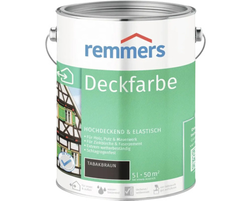 Remmers Deckfarbe Tabakbraun 5 Liter für Holz, Putz und Mauerwerk im Innen- und Außenbereich
