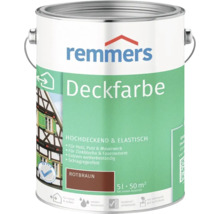 Cinq litres de peinture couvrante Remmers rouge brun pour bois crépi maçonnerie tôles de zinc et fibrociment résistante aux intempéries