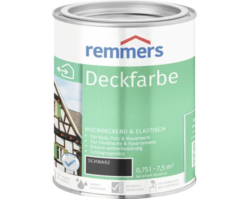 Remmers peinture couvrante noire 0,75 litre pour bois crépi maçonnerie et tôles de zinc