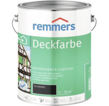 Peinture couvrante Remmers noire 5 litres pour bois, crépi, maçonnerie, tôle de zinc et fibrociment, résistante aux intempéries.
