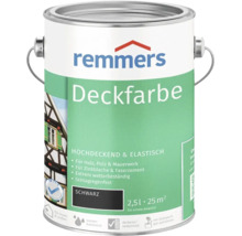 Peinture couvrante Remmers noire 2,5 litres pour bois, crépi, maçonnerie, tôle de zinc et fibrociment pour intérieur et extérieur.