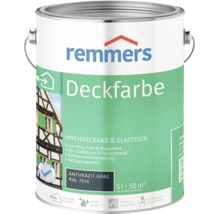 Peinture couvrante Remmers Anthracite Gris RAL 7016 5 litres pour bois crépis maçonnerie et tôle de zinc pour intérieur et extérieur