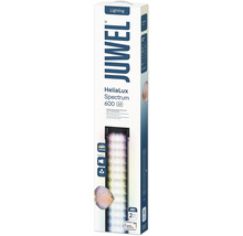 Éclairage LED pour aquarium JUWEL HeliaLux Spectrum 600 2.0 dans son emballage avec spécifications techniques et icônes pour poissons et plantes.