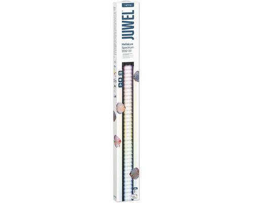 Éclairage aquarium LED JUWEL HeliaLux Spectrum 1200 2.0 dans son emballage d origine avec illustration de poissons ornementaux