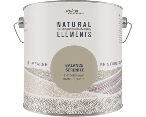 Un pot de peinture à l'argile Style Color Natural Elements, teinte Balance Serénité, un brun pastel.