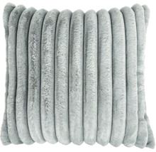 Coussin décoratif carré avec housse en peluche douce et structure à côtes verticales