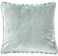 Coussin décoratif carré avec une texture veloutée et des coutures décoratives rayées ainsi qu un bord décoratif