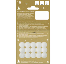 Packung mit 15 Wachs-Klebepättchen von Geroma zum Befestigen von Kerzen auf verschiedenen Oberflächen.