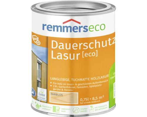 Boite de lasure de protection longue durée Remmers Eco incolore pour bois intérieur et extérieur 0,75 litre