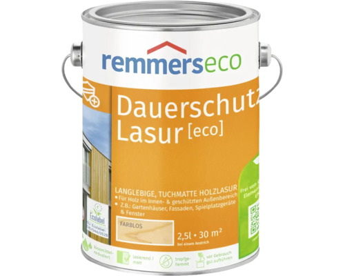 Pot de lasure de protection longue durée Remmerseco incolore 2,5 litres pour bois intérieur et extérieur protégé