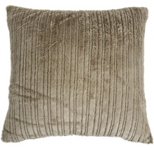 Coussin carré avec aspect fourrure synthétique rayée pour pièces à vivre
