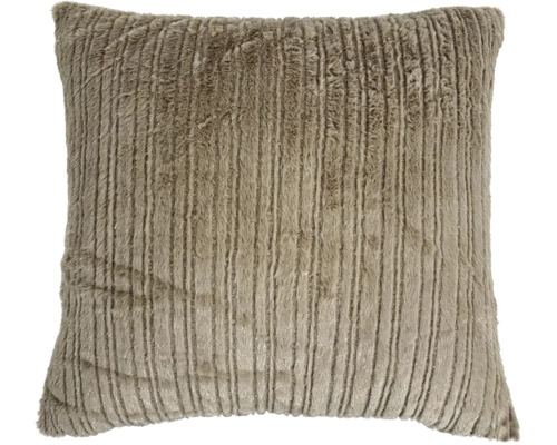 Coussin carré avec aspect fourrure synthétique rayée pour pièces à vivre