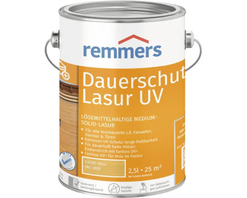 Remmers Dauerschutz Lasur UV Eiche hell 2,5 Liter Gebinde für Holzbauteile im Außenbereich