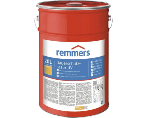 Remmers Dauerschutz Lasur UV 20 litres chêne clair en seau métallique pour la protection du bois en extérieur