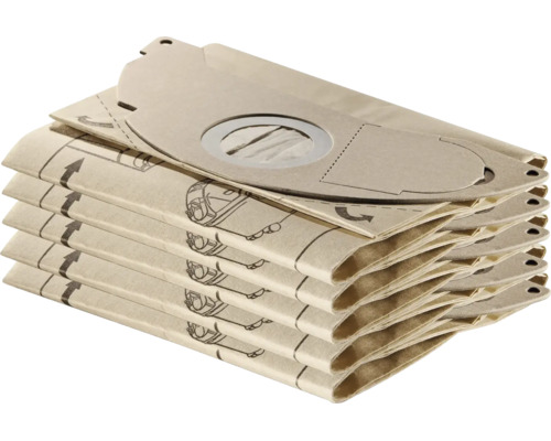 Pile de plusieurs sacs aspirateur en papier avec bride en carton pour une aspiration efficace.
