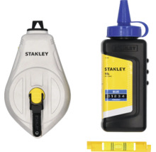 Stanley Schlagschnur Set mit Schlagschnurgerät, Markierkreide 113 Gramm und einer kleinen Wasserwaage zum Anzeichnen gerader Linien.