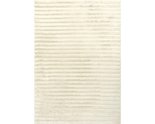 Ein Teppich mit strukturierter Oberfläche in Streifenoptik und weicher Textur für den Wohnbereich.