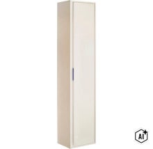 Hoher Badezimmerschrank mit einer Tür und Griff, ideal als Hochschrank zur Aufbewahrung im Badezimmer. (Image AI modified or generated)
