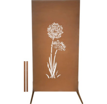 Panneau pare-vue rectangulaire en métal avec motif floral, design décoratif pour le jardin.