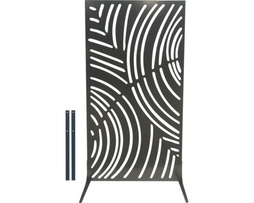 Écran de confidentialité décoratif en métal avec motif linéaire moderne incluant accessoires de montage comme élément sur pied pour le jardin
