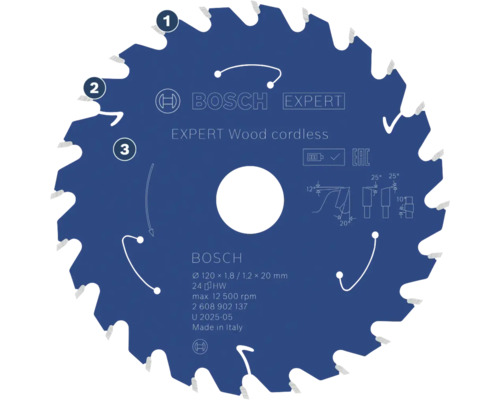 Bosch Expert Wood cordless Kreissägeblatt mit 120 Millimeter Durchmesser und 24 Zähnen für Akku Handkreissägen