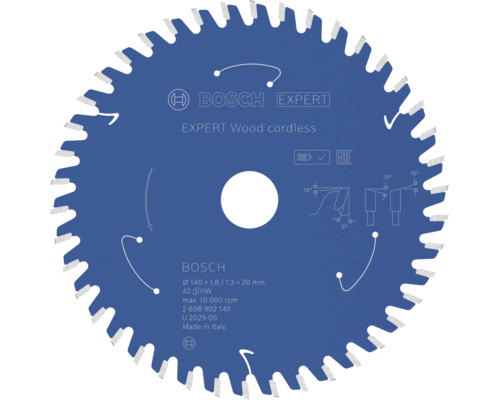 Bosch Expert Wood Cordless Kreissägeblatt mit 140 Millimeter Durchmesser für Akku Handkreissägen