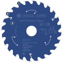 Lame de scie circulaire Bosch Expert Wood cordless de 120 millimètres de diamètre et 24 dents pour scies circulaires sans fil.