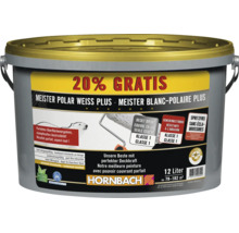 Eimer Meister Polar Weiss Plus Wandfarbe zwölf Liter mit zwanzig Prozent mehr Inhalt für optimales Streichergebnis und hohe Deckkraft