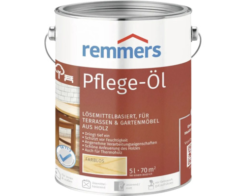 Remmers Pflege-Öl farblos 5 Liter für Terrassen und Gartenmöbel aus Holz