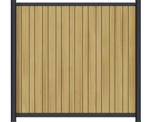 Panneau d'intimité en bois avec cadre en métal pour le jardin comme clôture moderne.