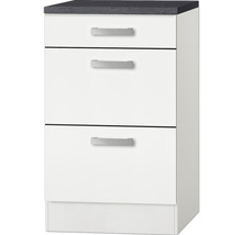 Meuble bas de cuisine avec trois tiroirs et plan de travail