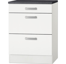 Meuble bas avec trois tiroirs et plan de travail